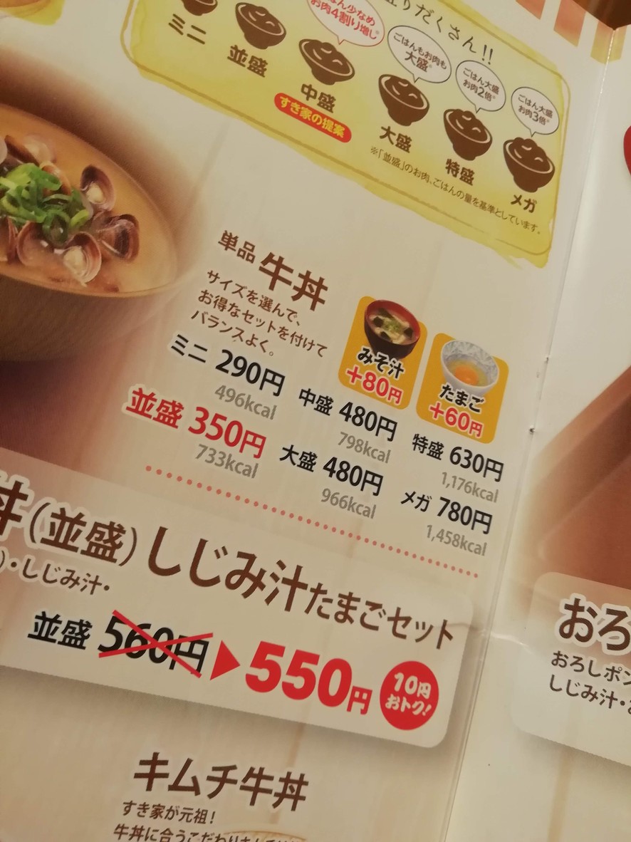 Sukiya menu 1