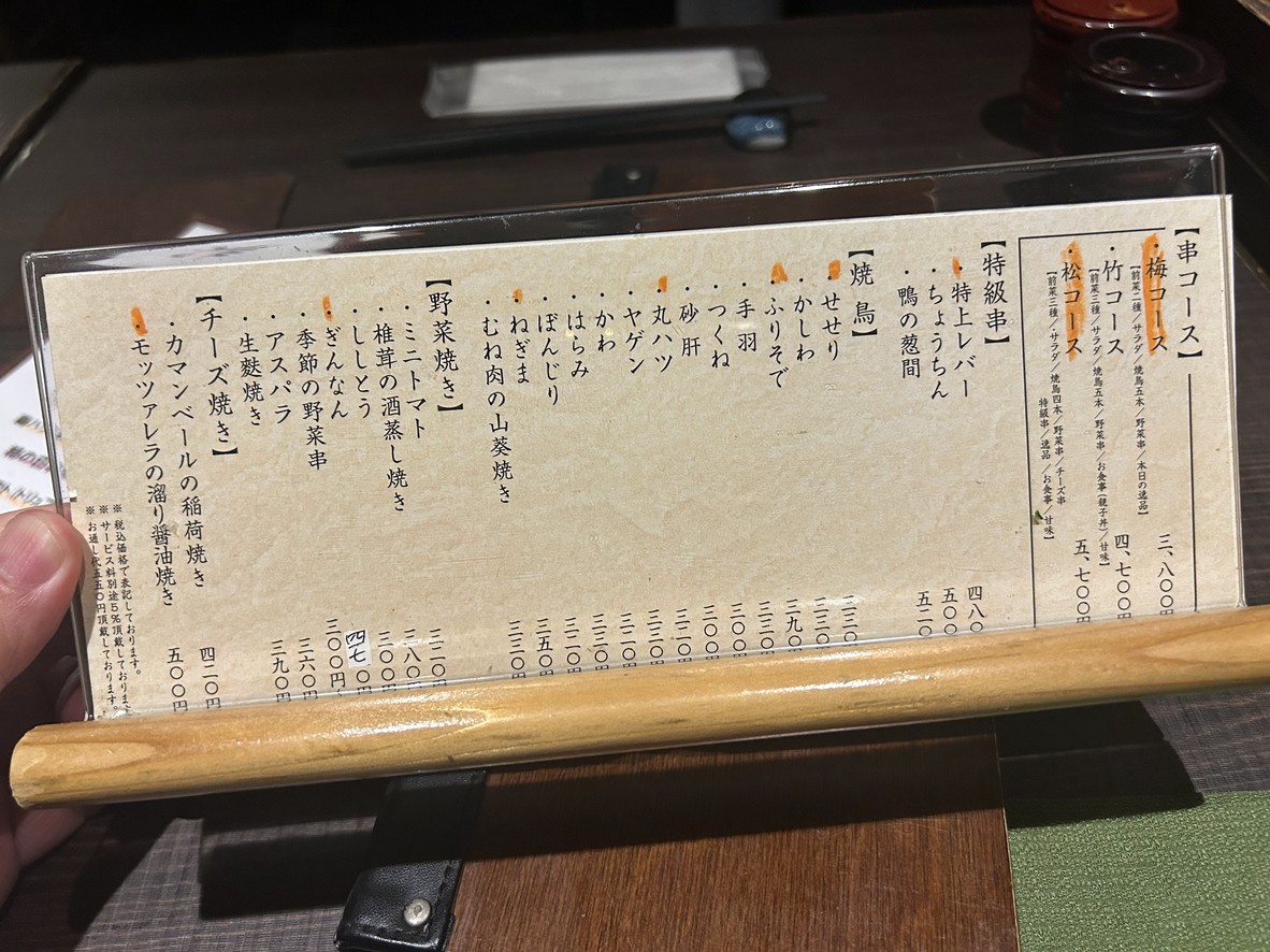 Gotanda Torishin menu 1