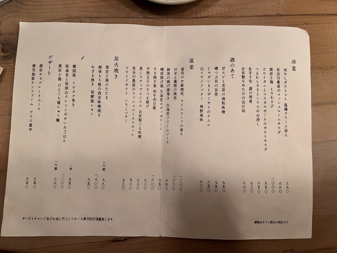 IGOR COSY Yoyogiuehara menu 3