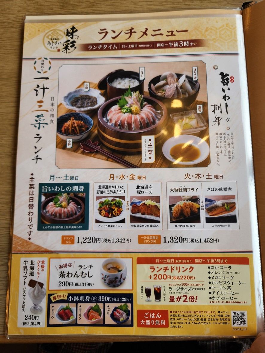 Tonden Shimoshakujii menu 1