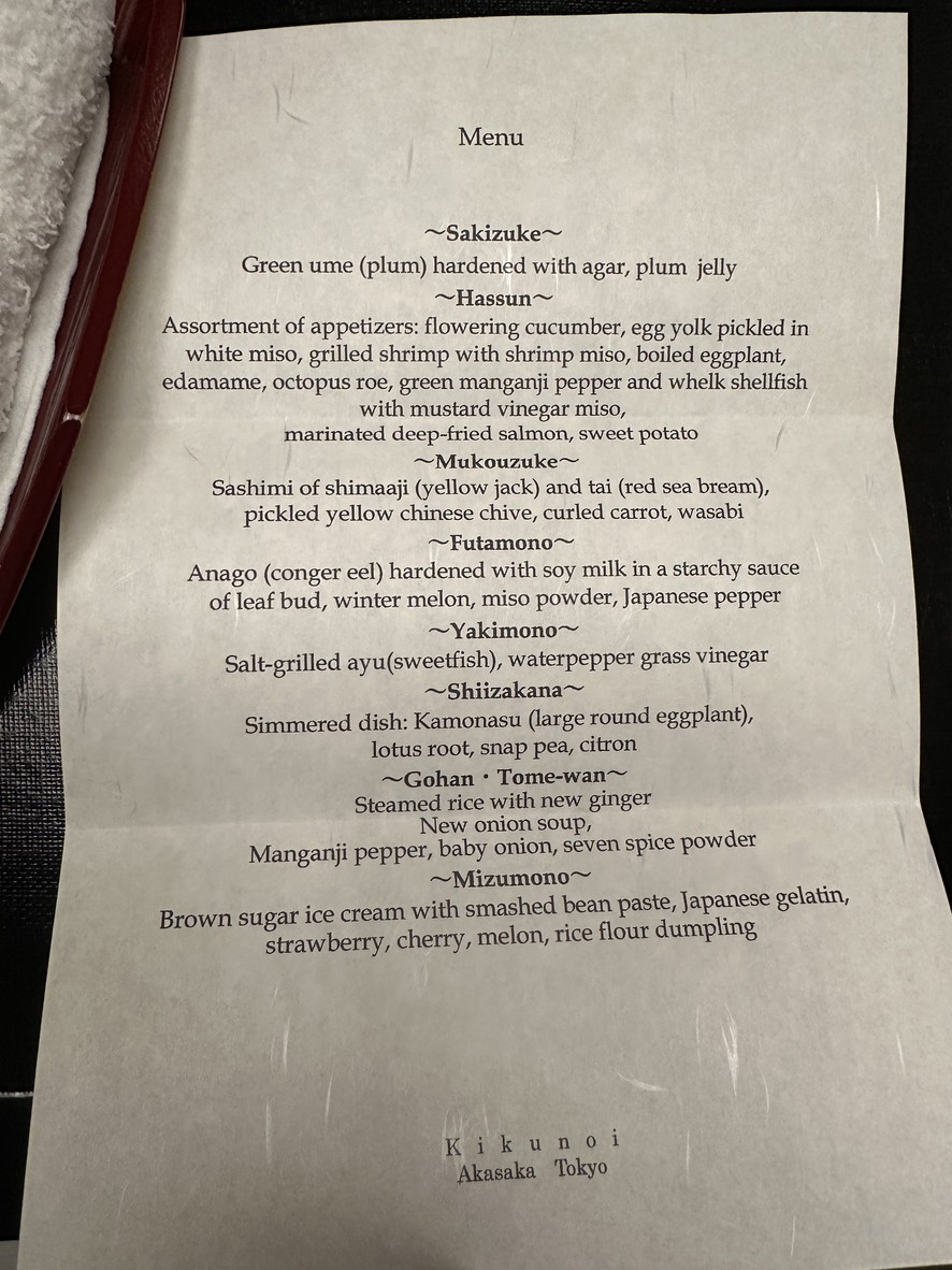 Kikunoi menu 1