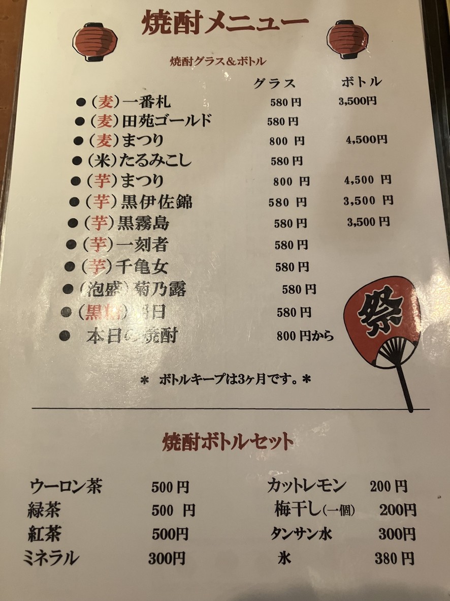 숯불 닭꼬치 마츠리 menu 4
