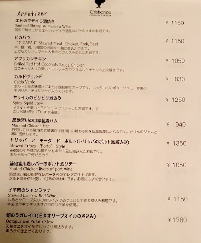 Cristiano's menu 1