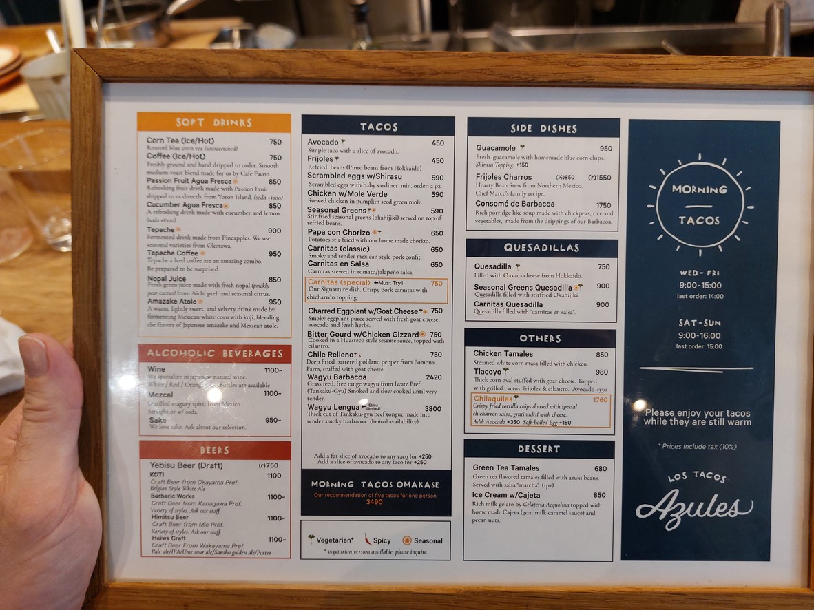 Los Tacos Azules menu 1