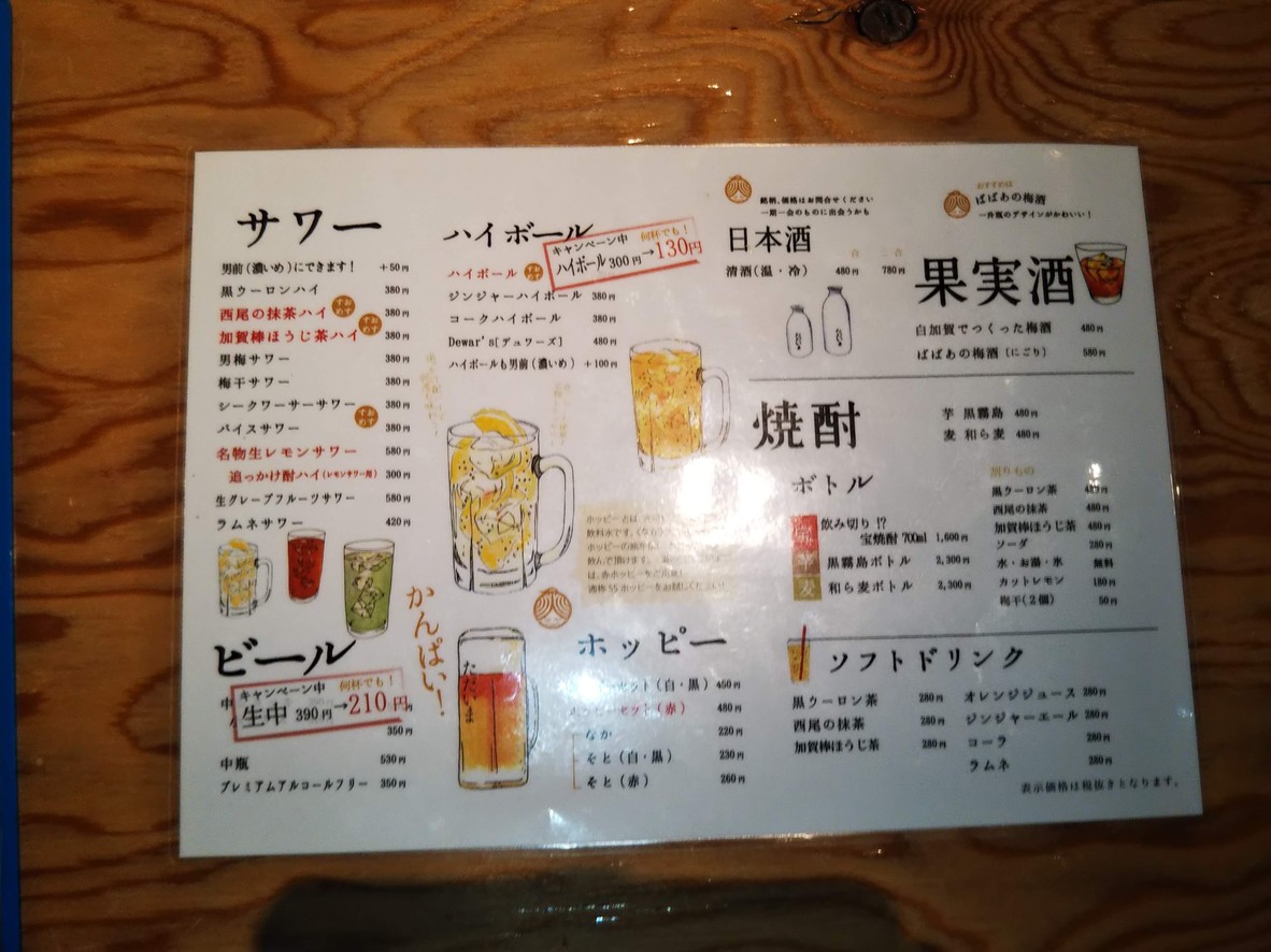 Mino Kuchi Tadaima menu 4