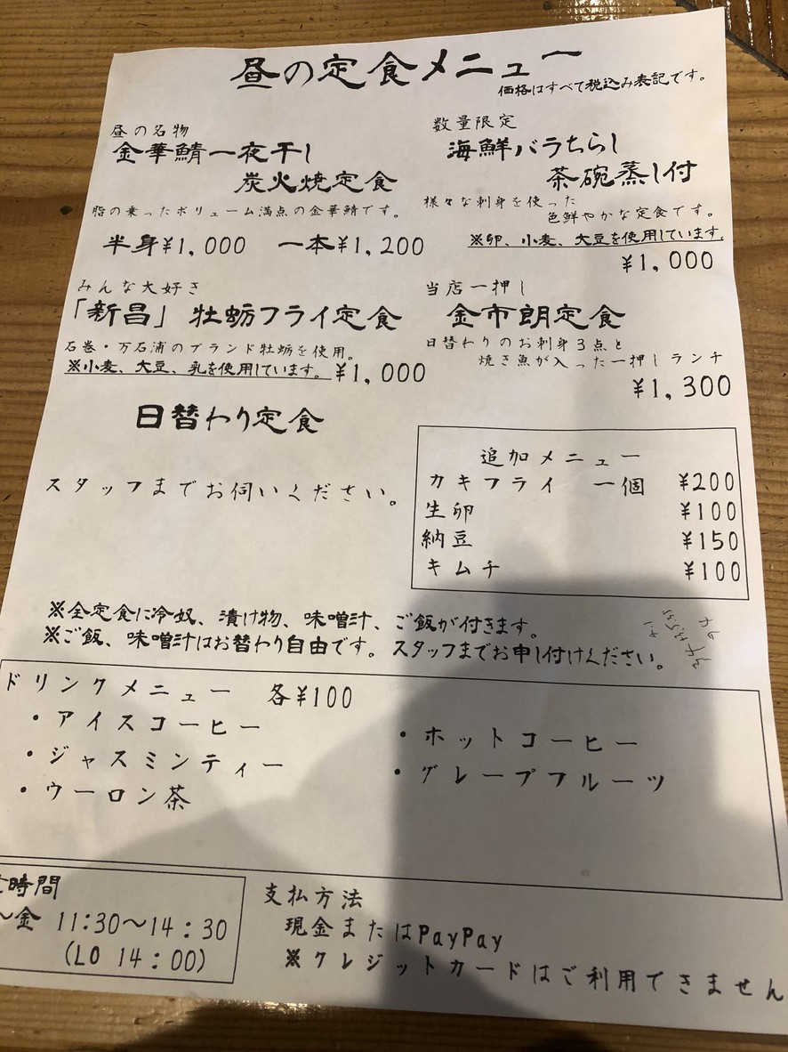 Kinichiro Ichigayahonten menu 1