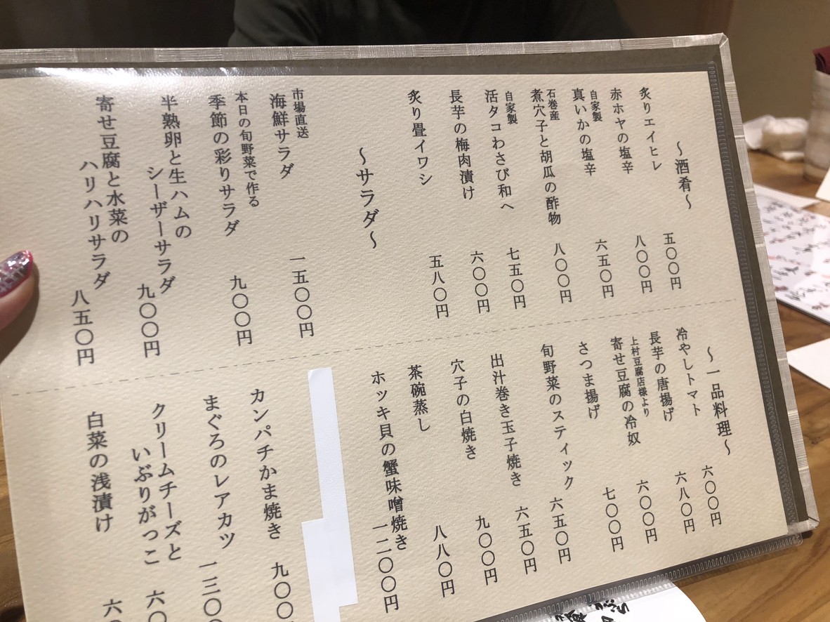 Kinichiro Ichigayahonten menu 2