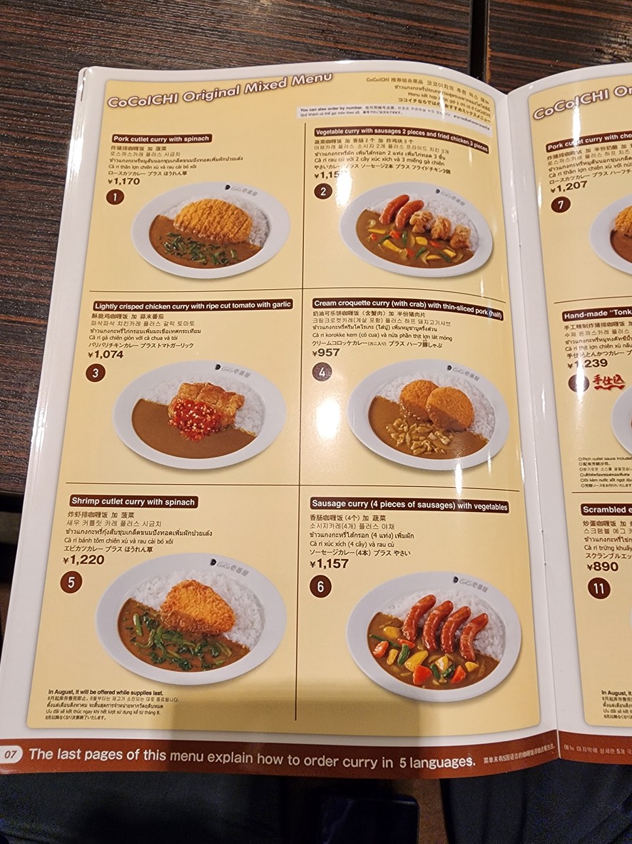 CoCo Ichibanya menu 3