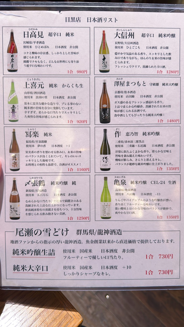 Uokin Meguro menu 3