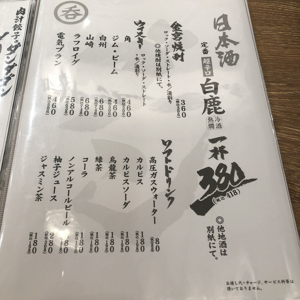 Nikujirugyozanodandadan Kitasenjuten menu 2