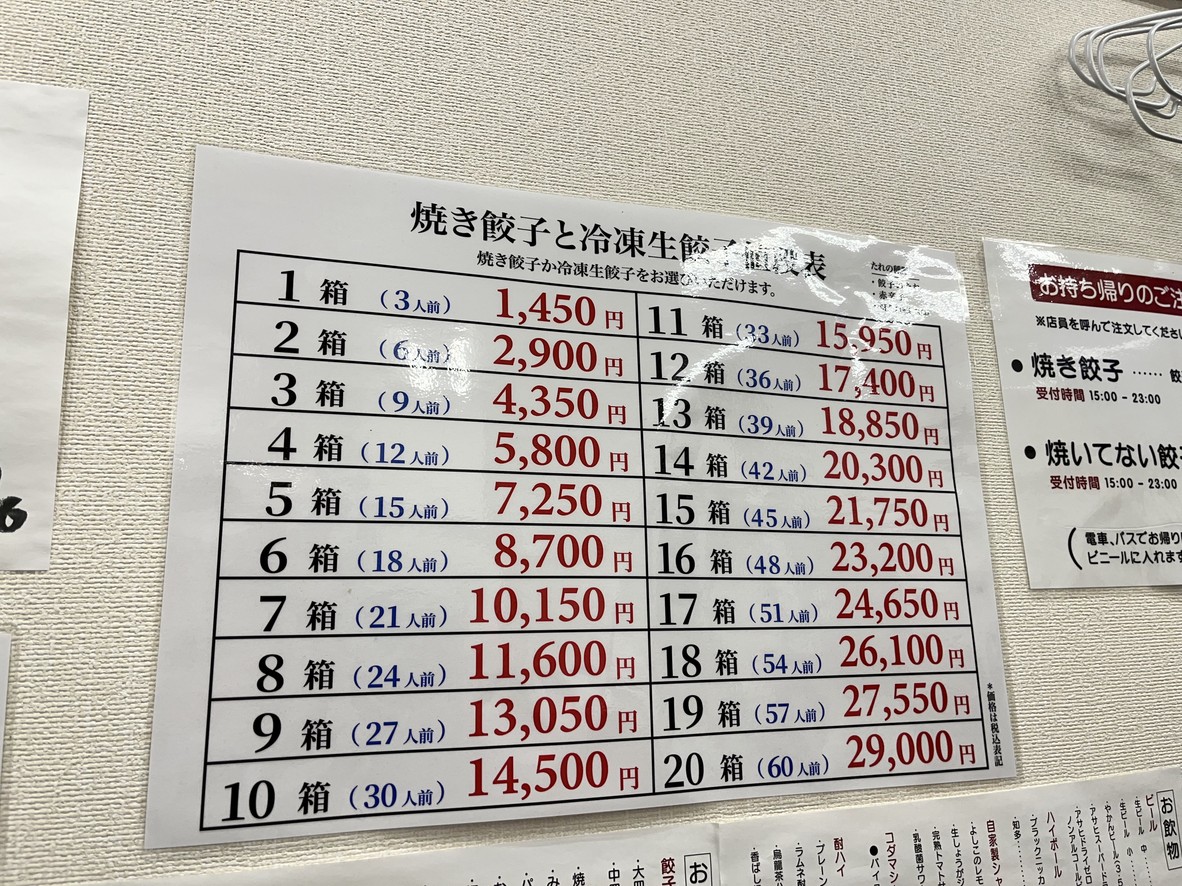 오사카 교자 전문점 요시코 산겐자야점 menu 3