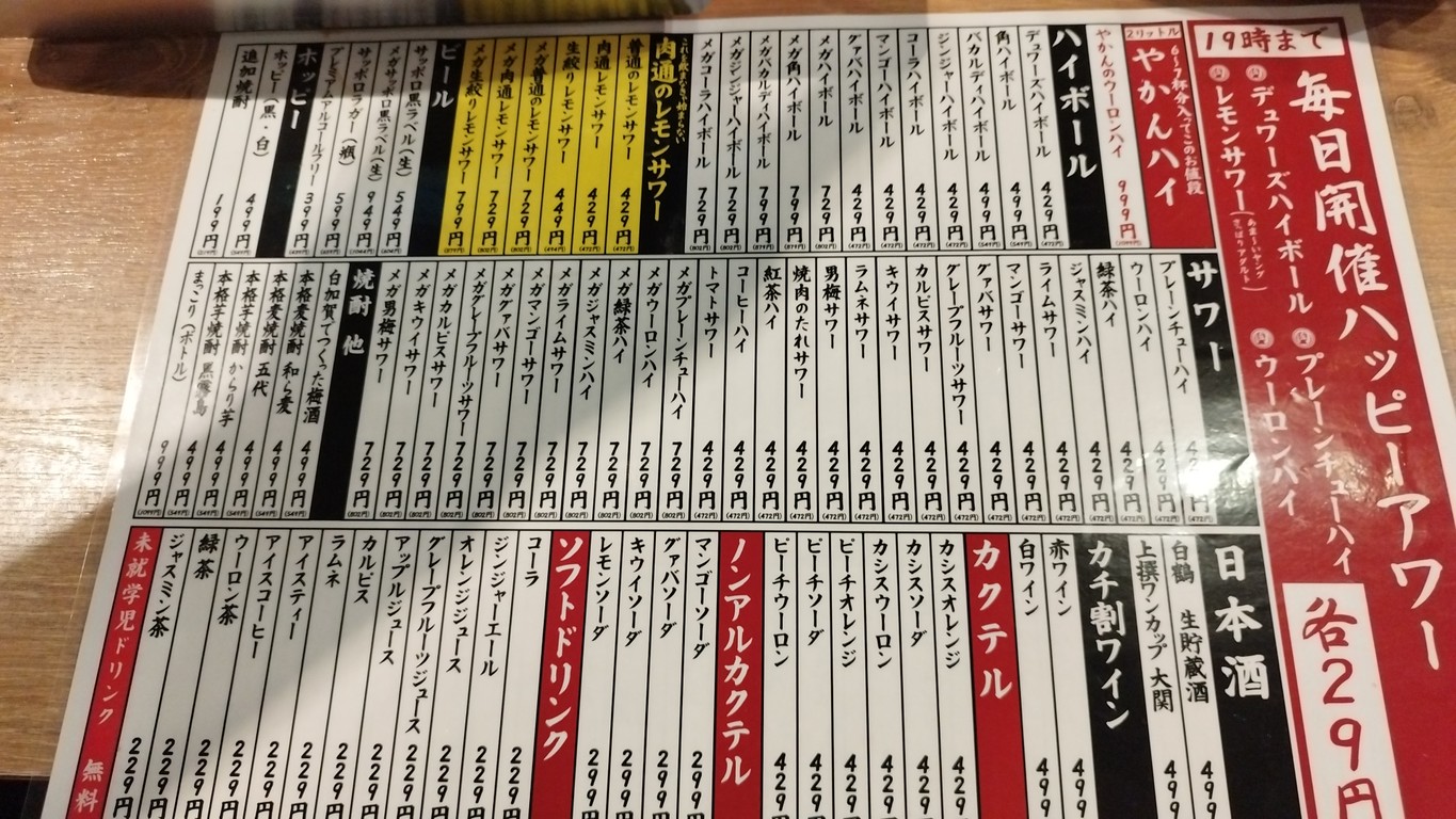Yakiniku Horumon Meidai-mae Nikuryu Center menu 2