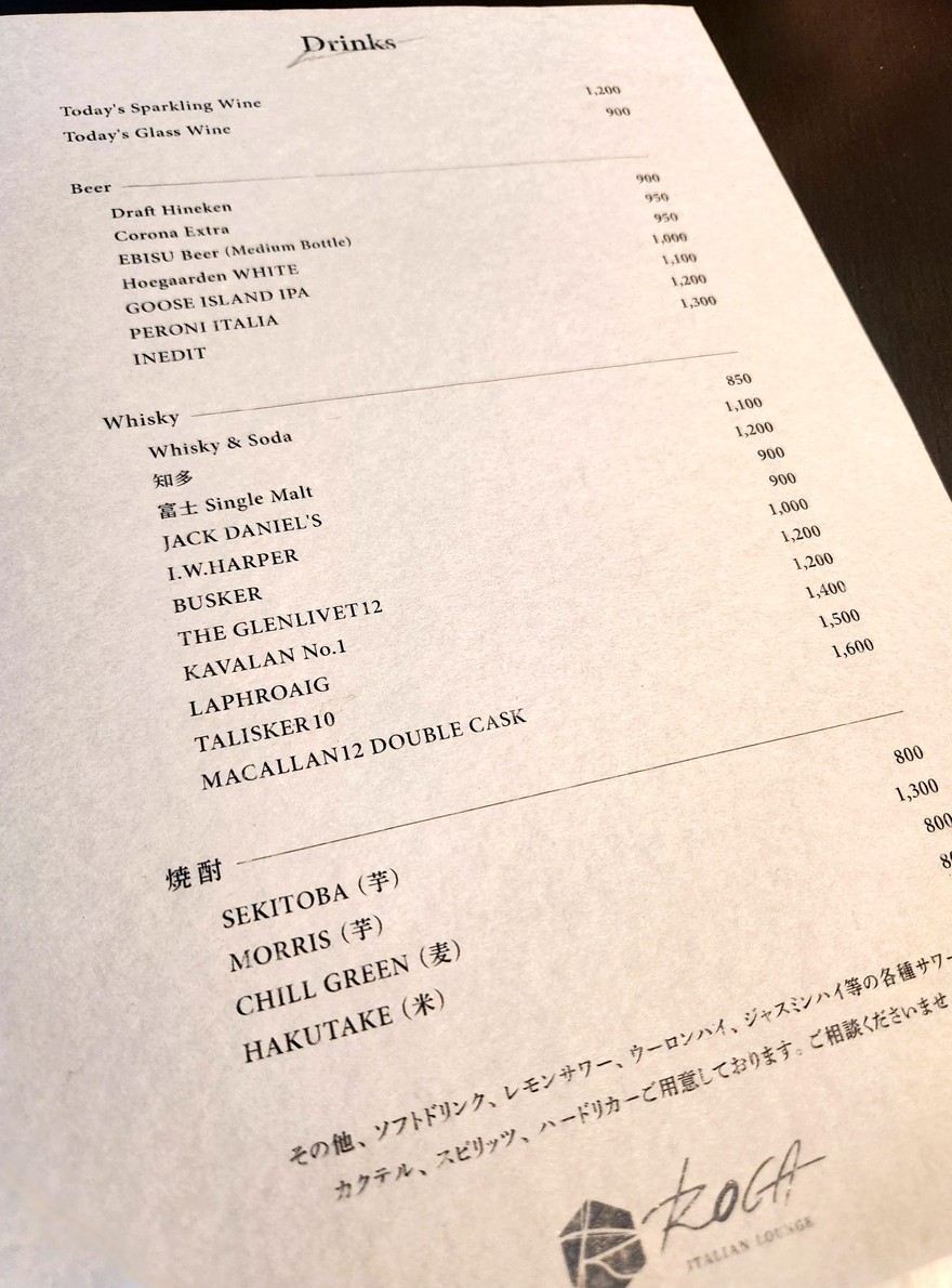 ROCA ITALIAN LOUNGE menu 2