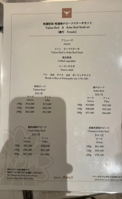 Kobe beef Bifuteki Kawamura Roppongi