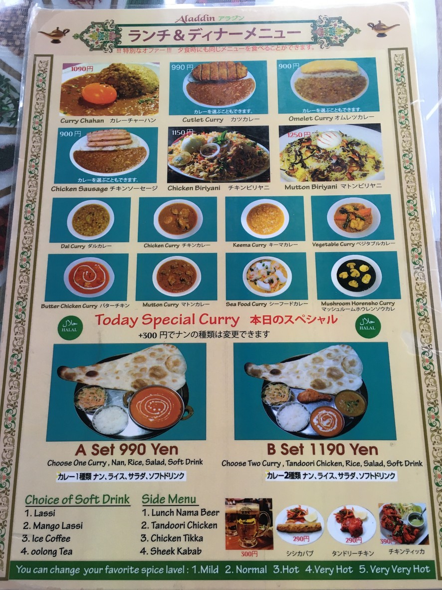 Aladdin Indian Restaurant menu 1