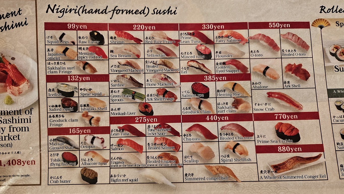 Sushi Tsune menu 1