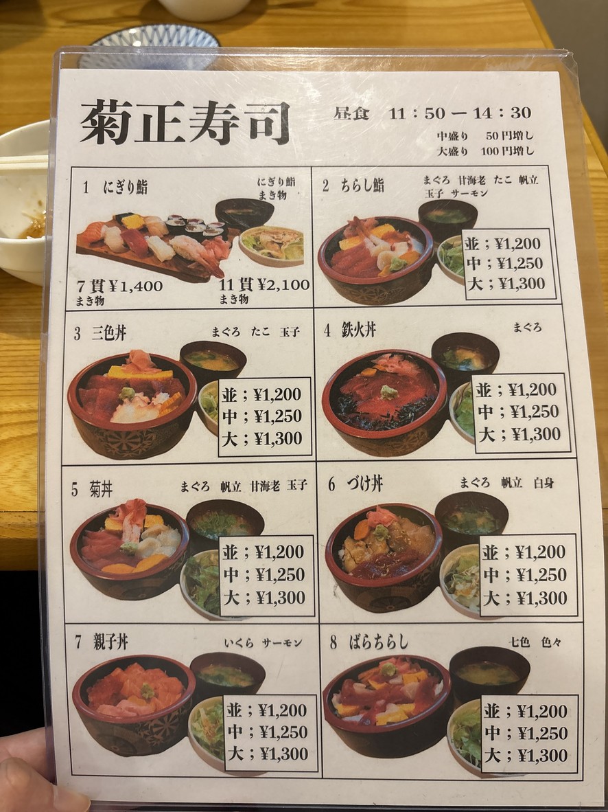 Sushi Kikumasa menu 1