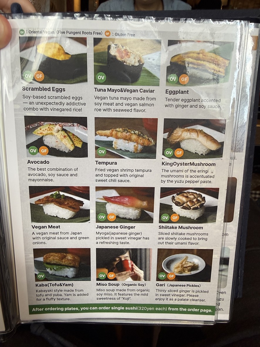 Vegan Sushi Tokyo menu 3