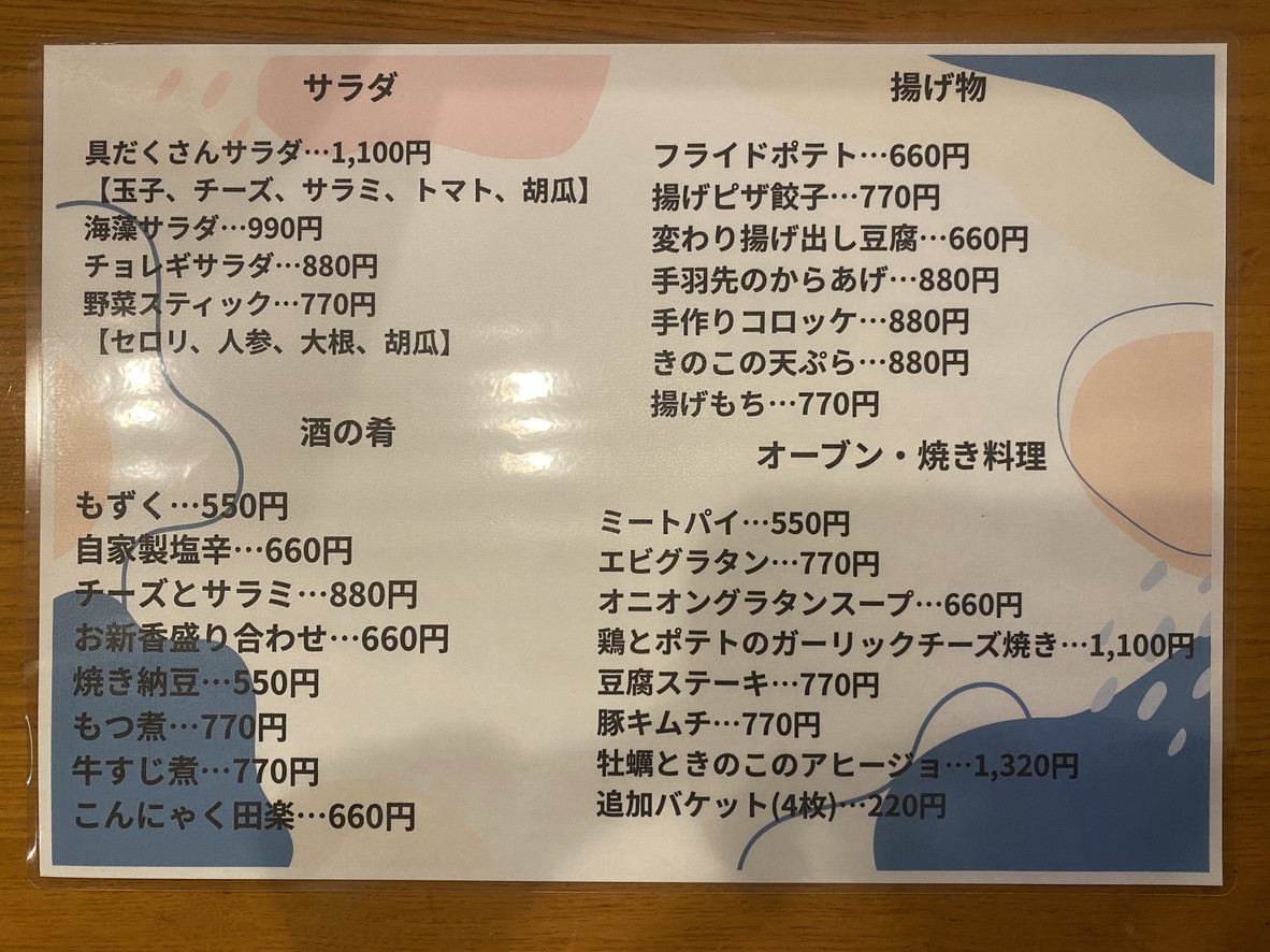 dining bar palette menu 1