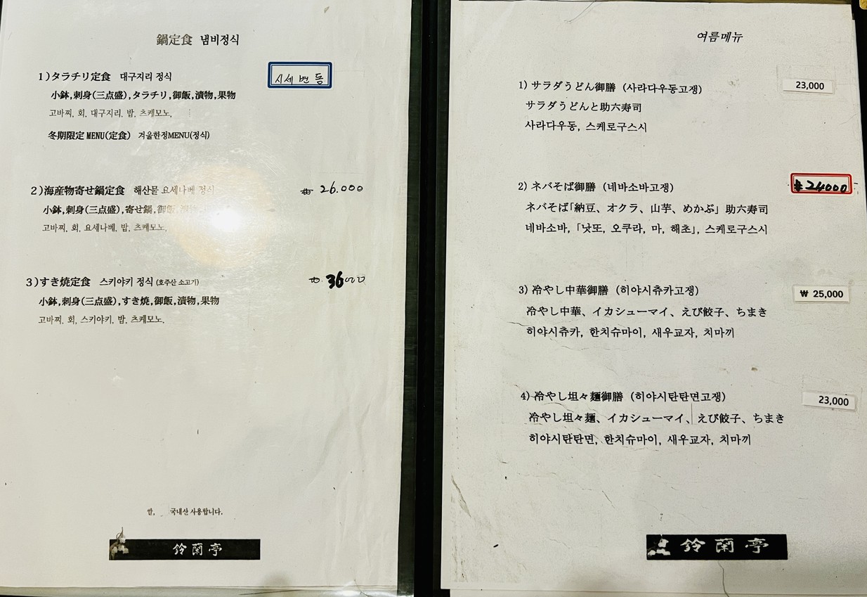 Suzurantei Main menu 7