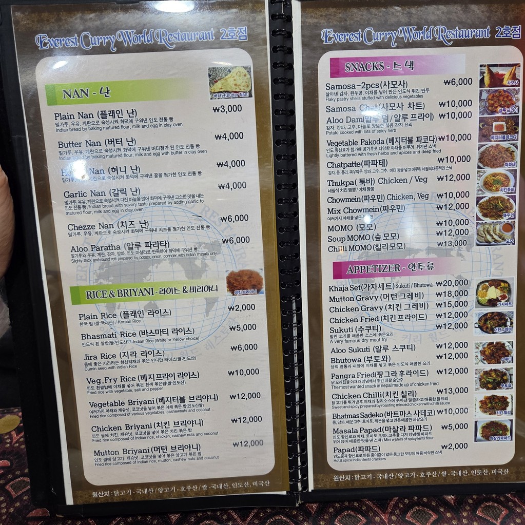 Everest Curry World (Indian & Nepal cuisine) menu 2