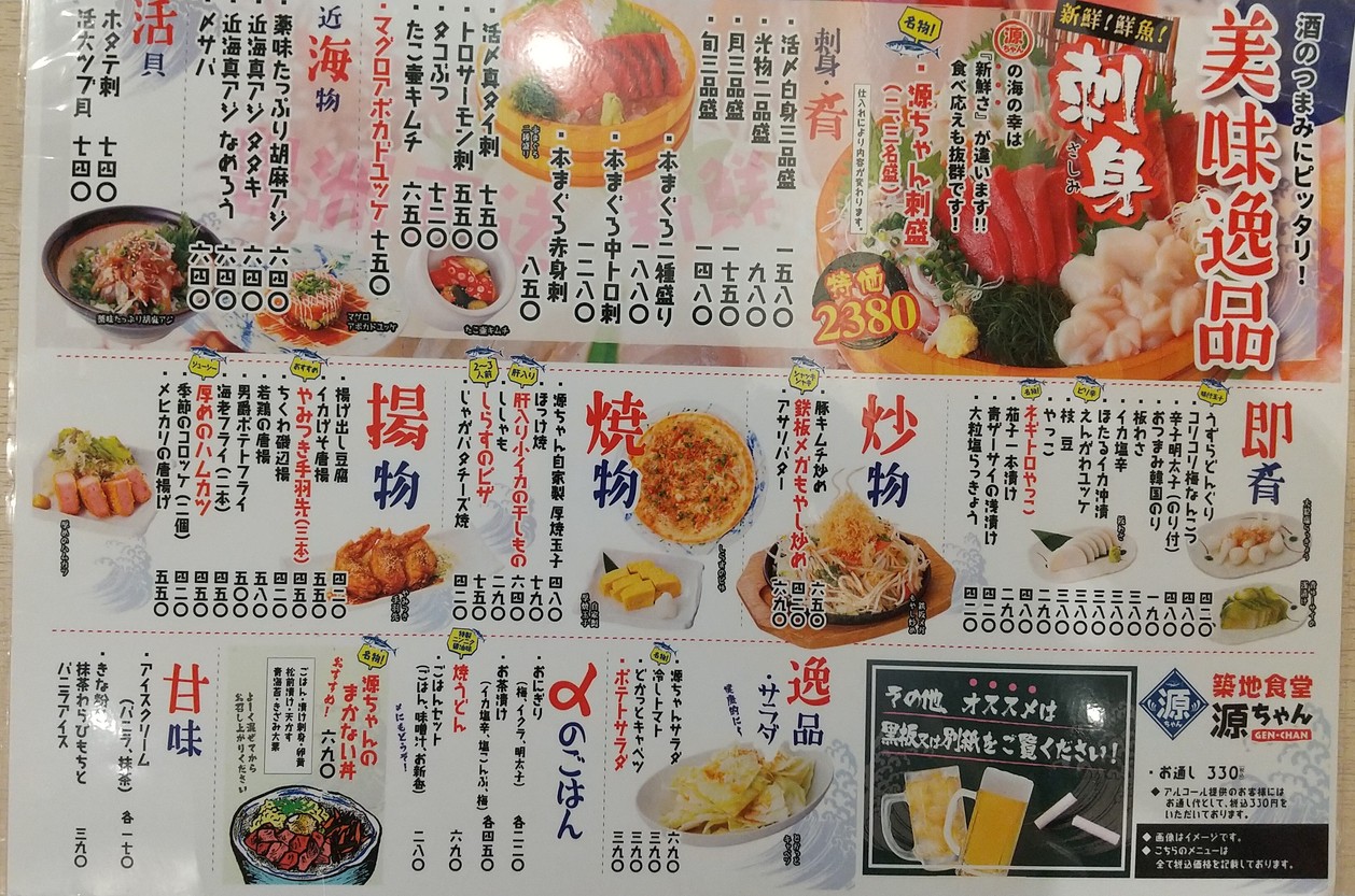 Tsukijishokudogenchan Wakoshi Ekiten menu 1