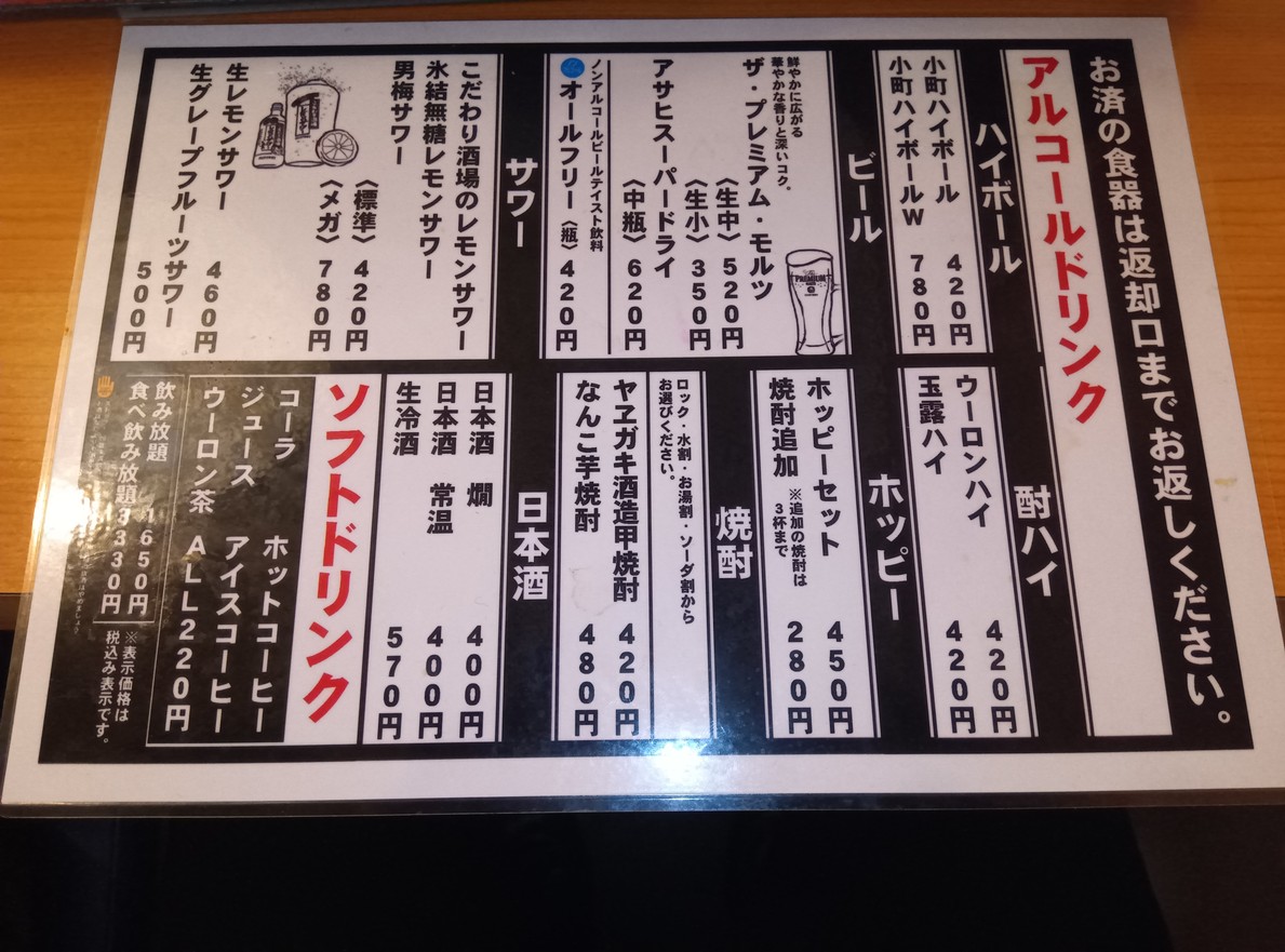 Nishi-shinjuku Komachi Shokudo menu 5