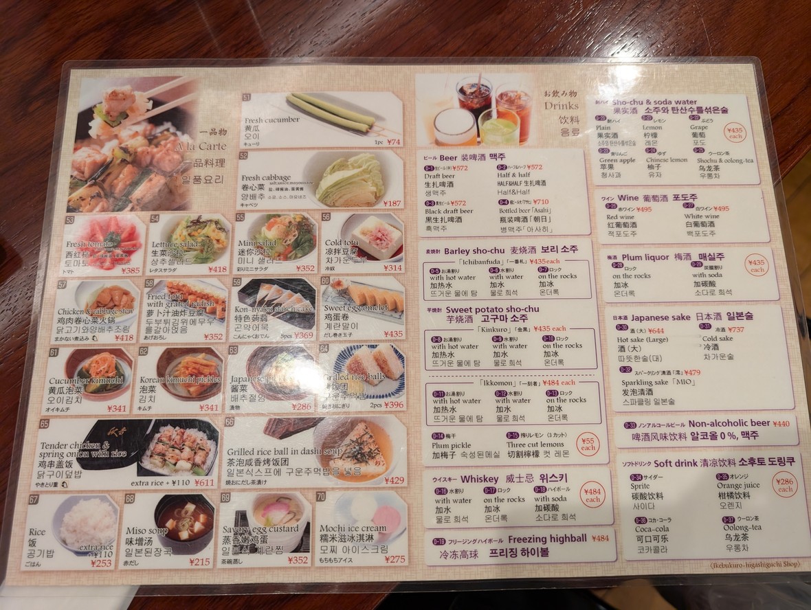 Yakitori no meimon Akiyoshi menu 4