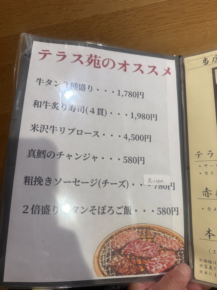 Yakiniku Terrasuen menu 3