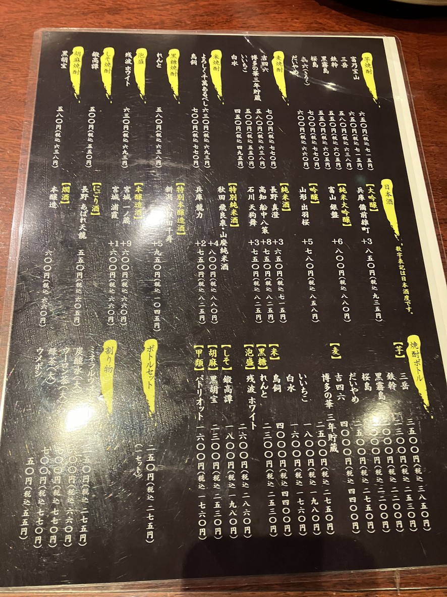 Torigoya Honten menu 2