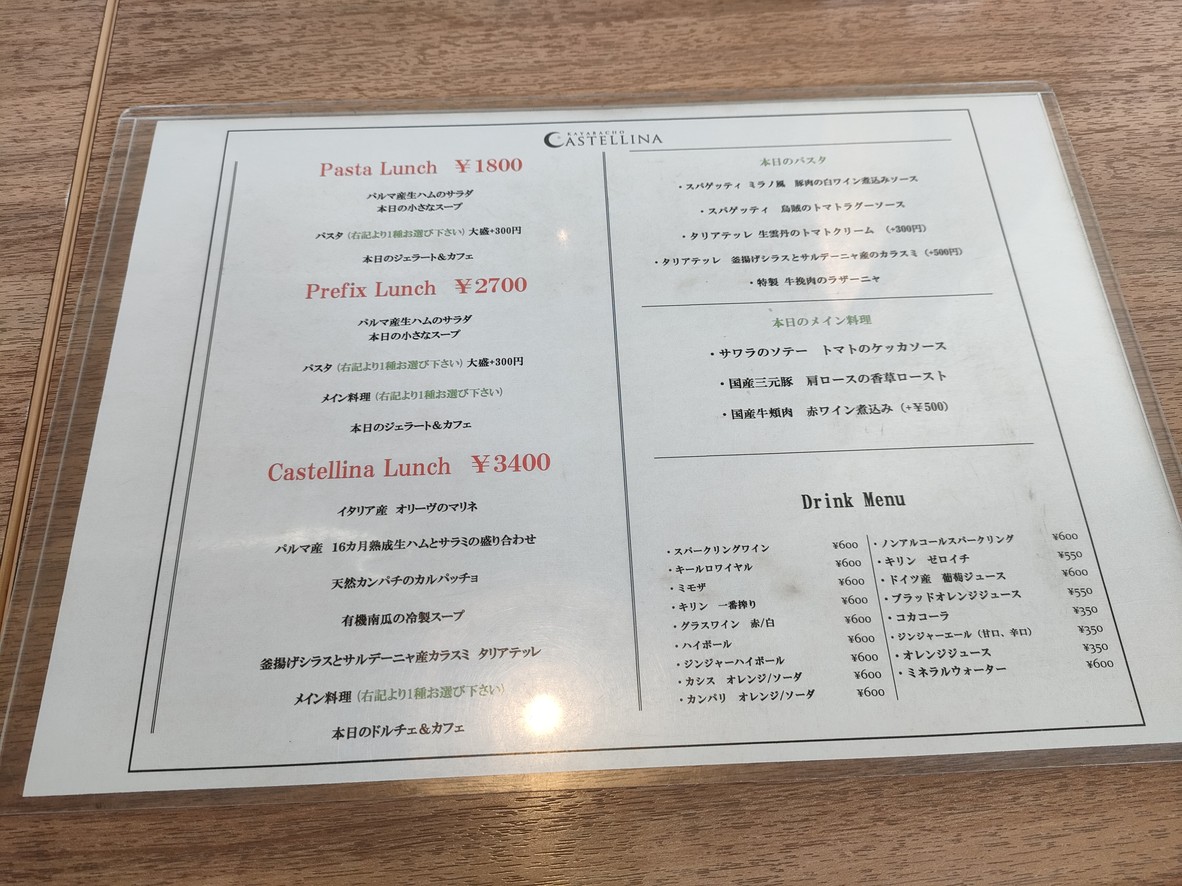 Castellina Kayabacho menu 2