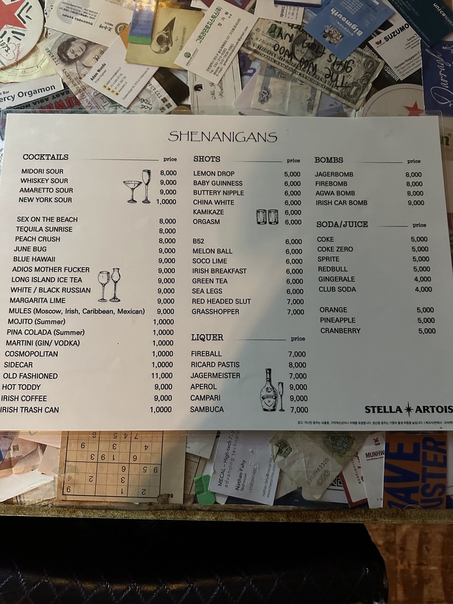 shenanigans irish pub menu 2