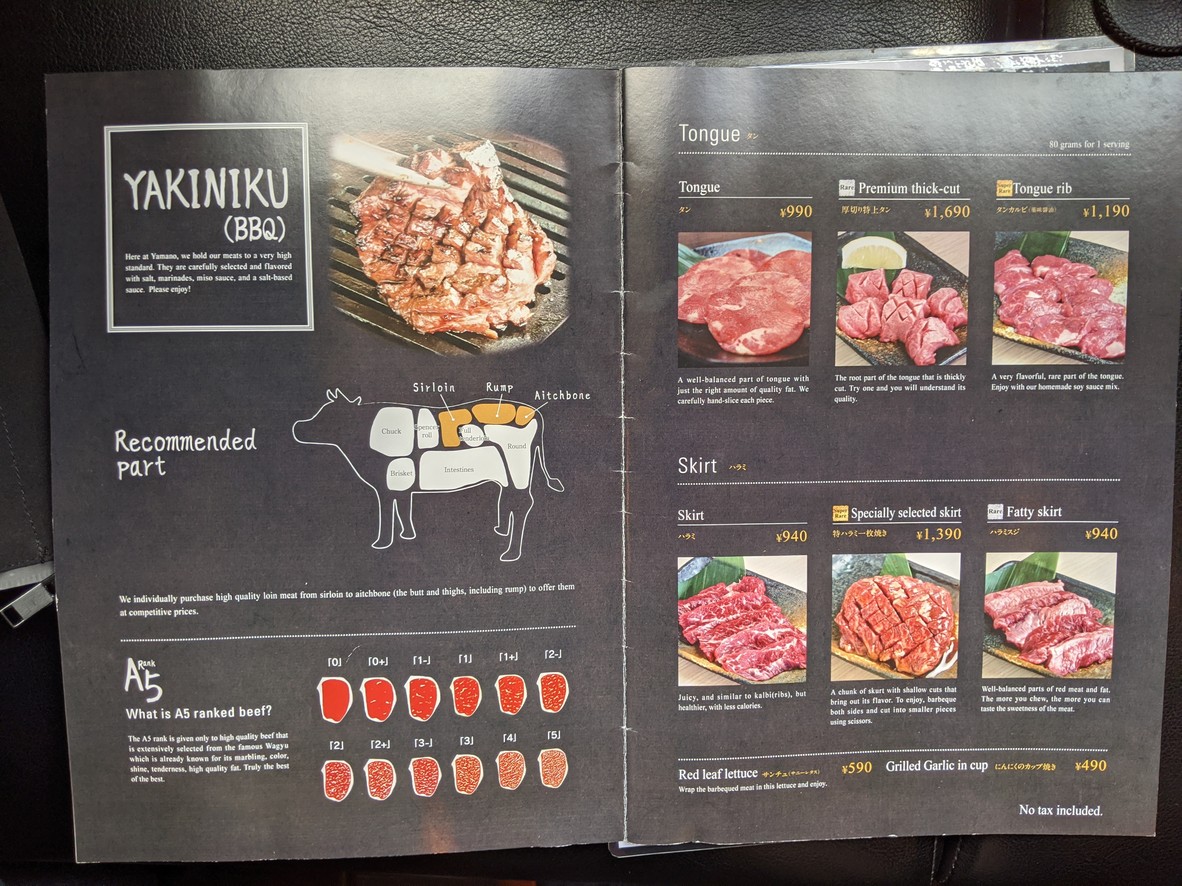 Yakiniku Yamano menu 4