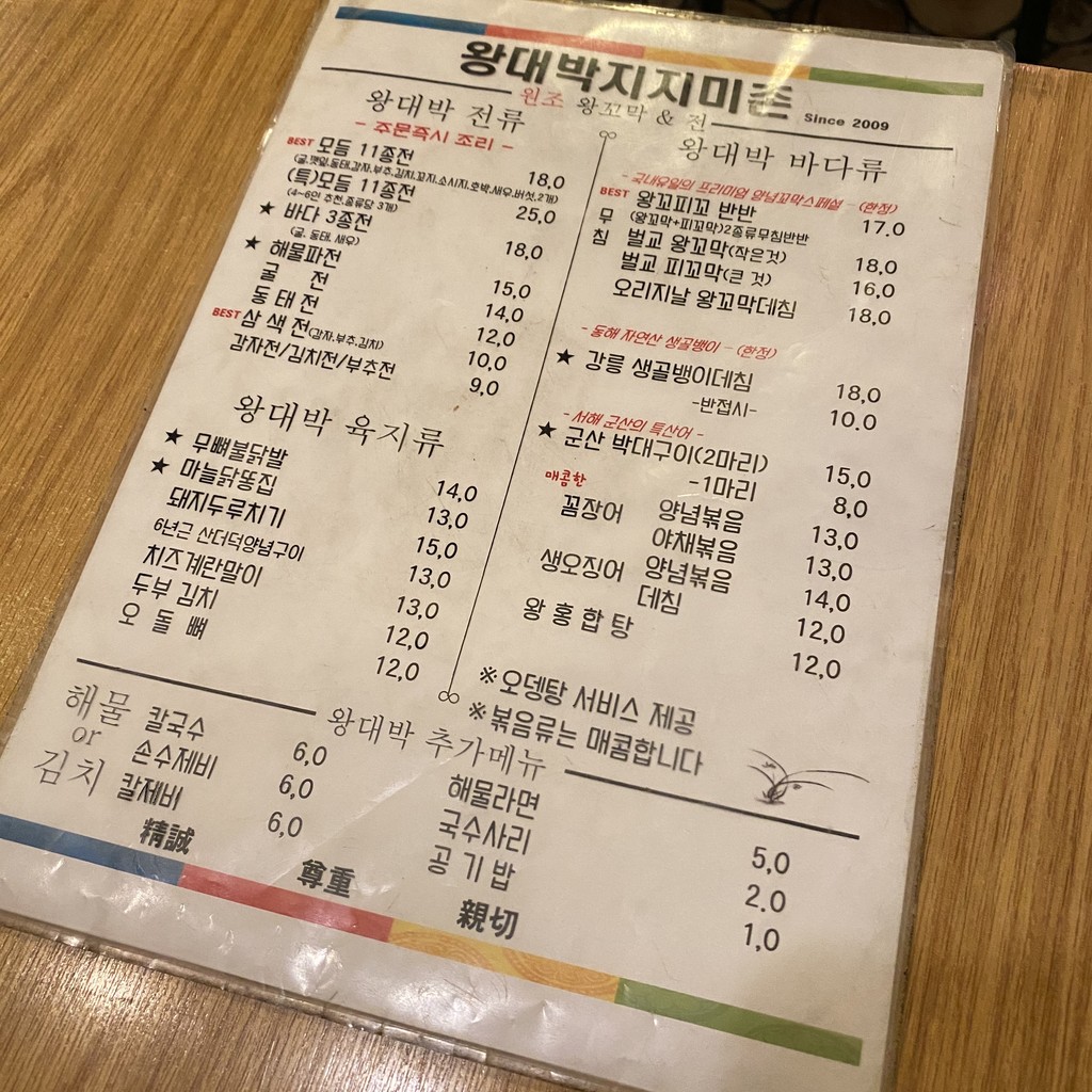 Wangdaebak jijimi chon menu 1