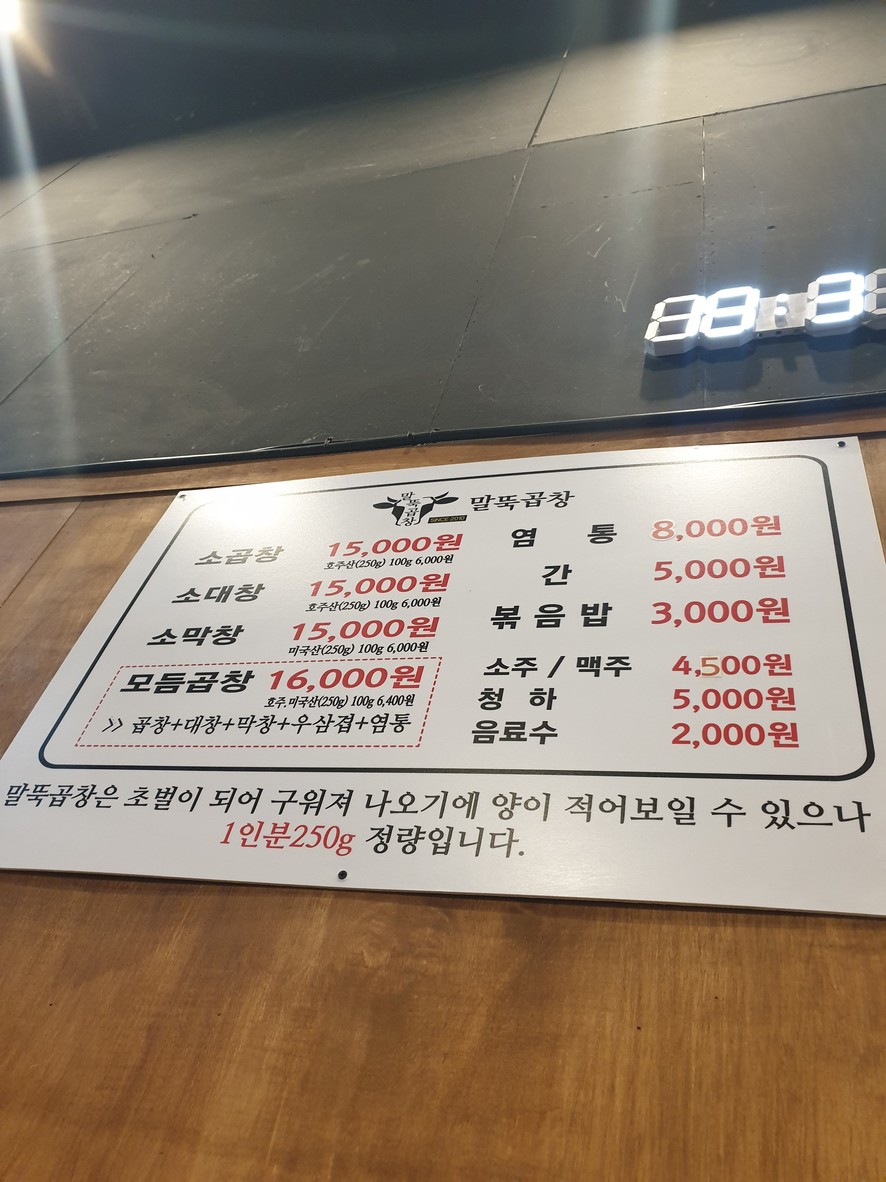Maltuk Gopchang menu 1