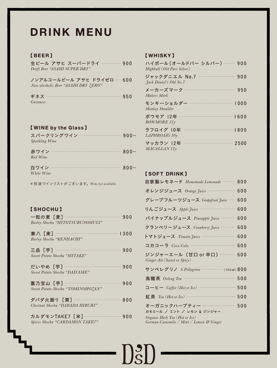 D'sD menu 5