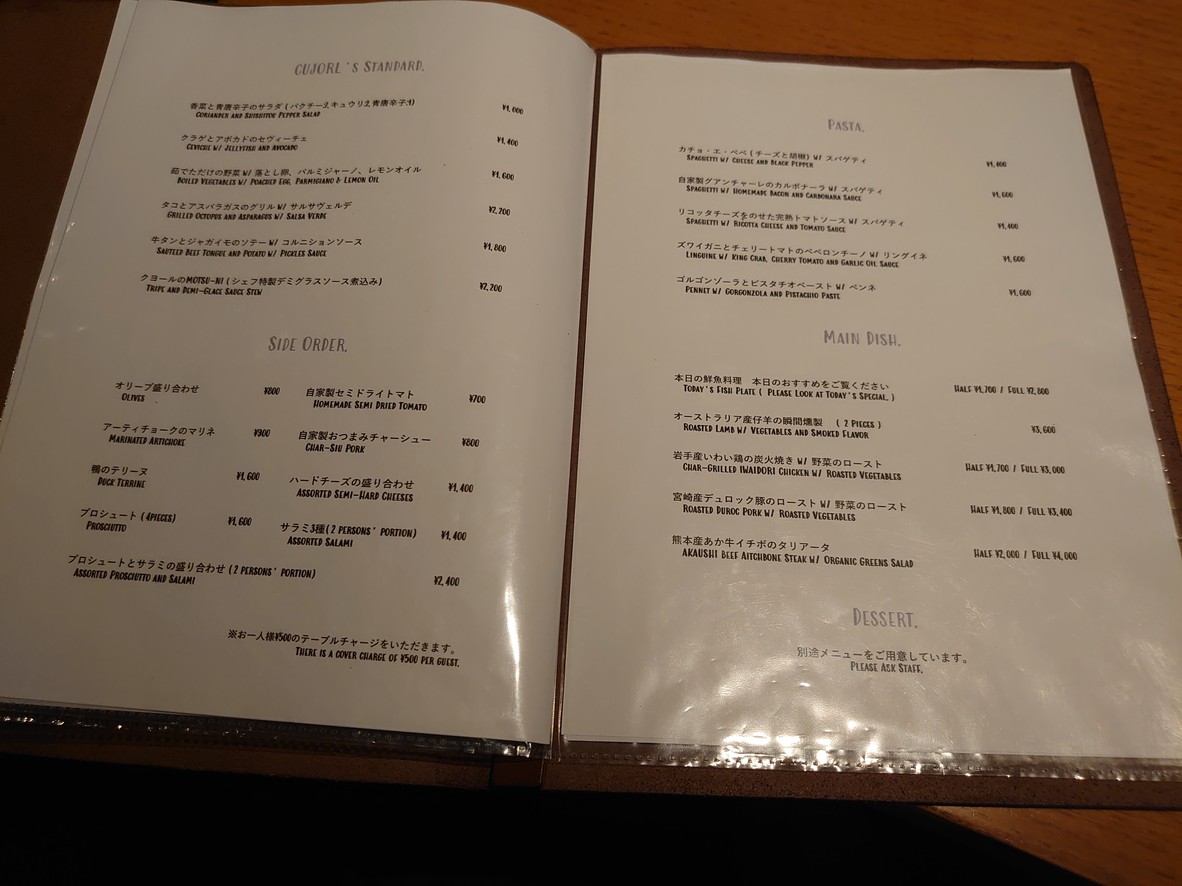 CUJORL menu 2