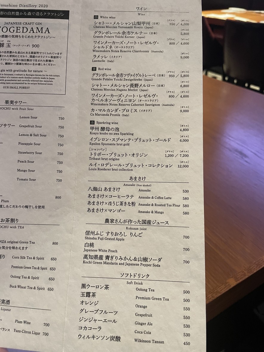 Japanese Restaurant KINZA menu 5