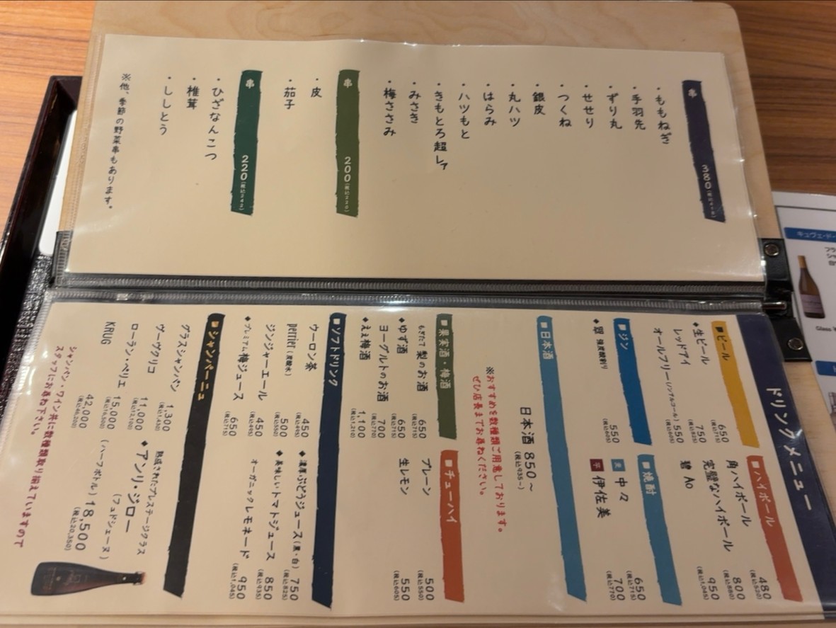 Kuma-No-Yakitori Jr. menu 2