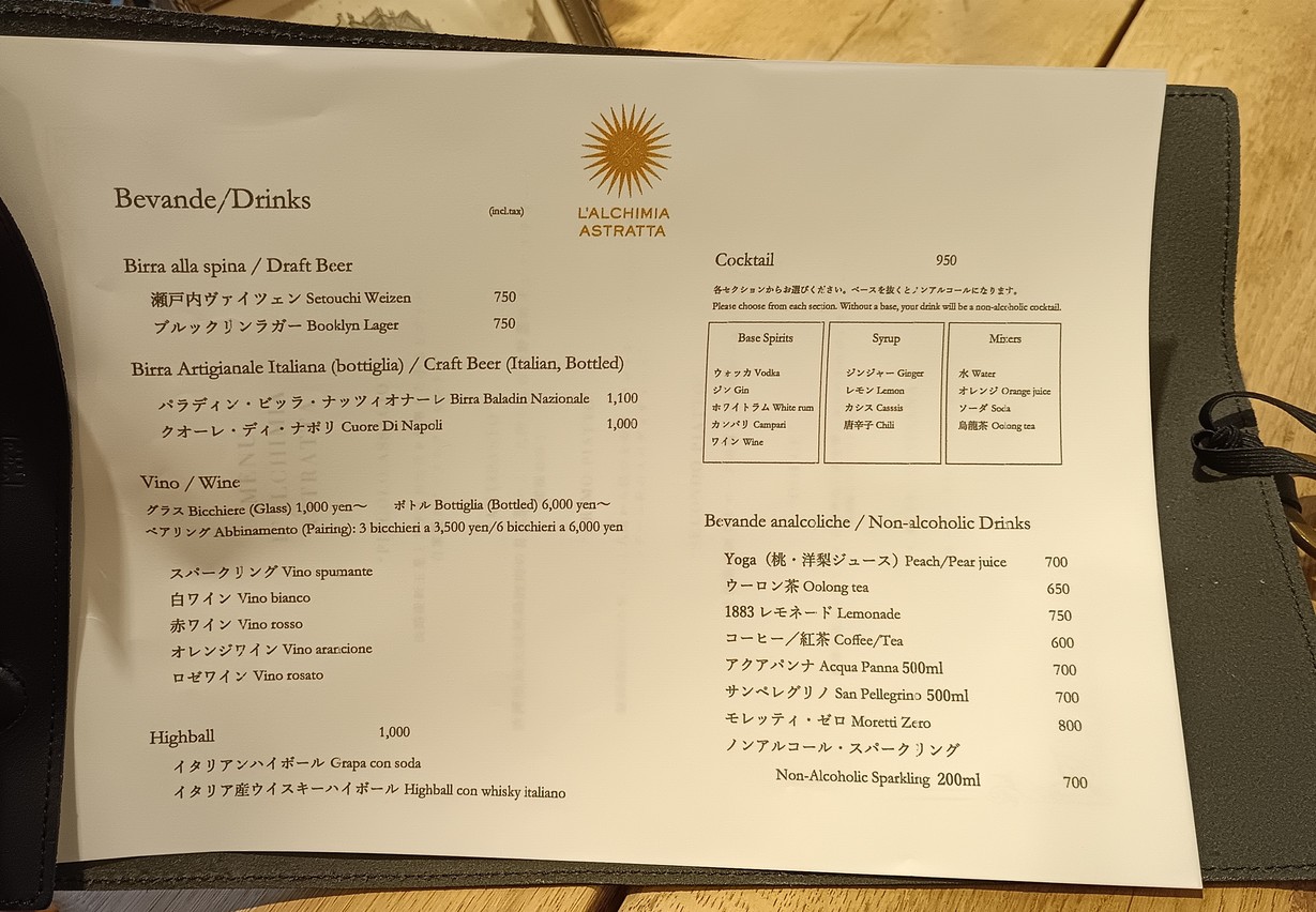L’Alchimia Astratta menu 3