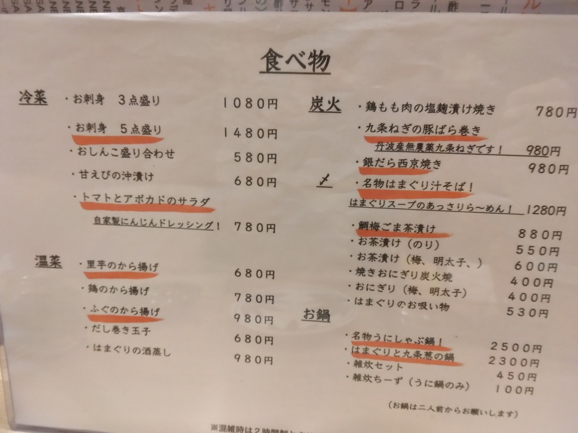 KUNIKAGE menu 2