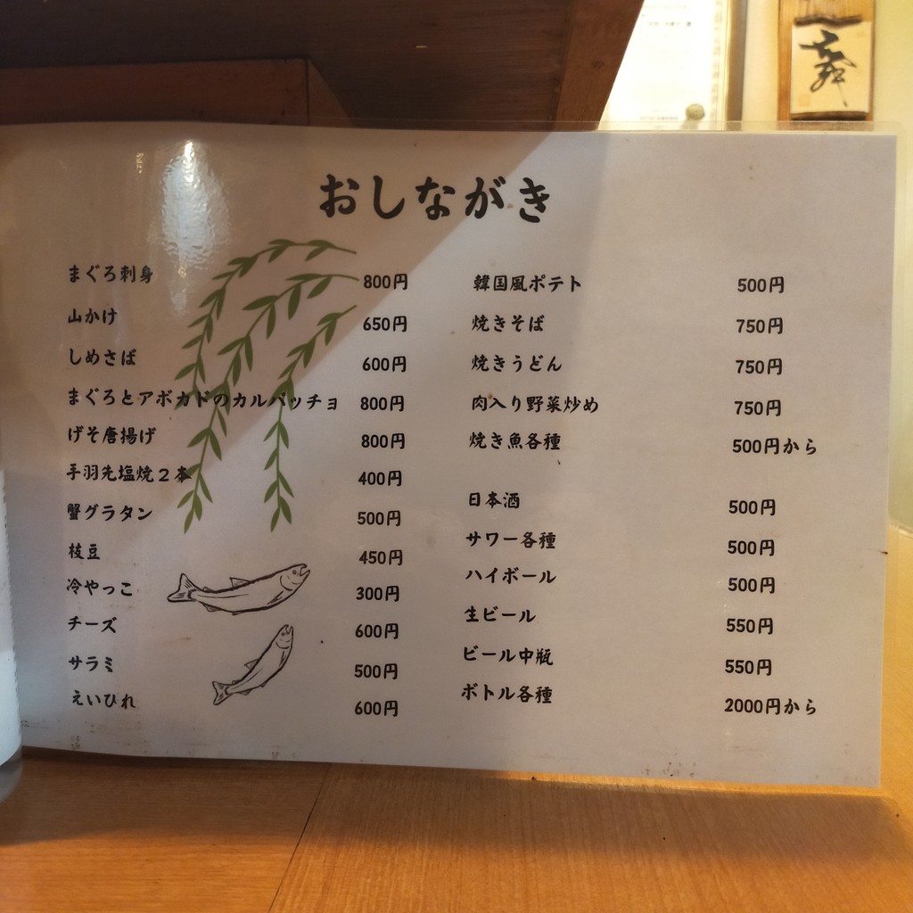 Yanagi menu 1