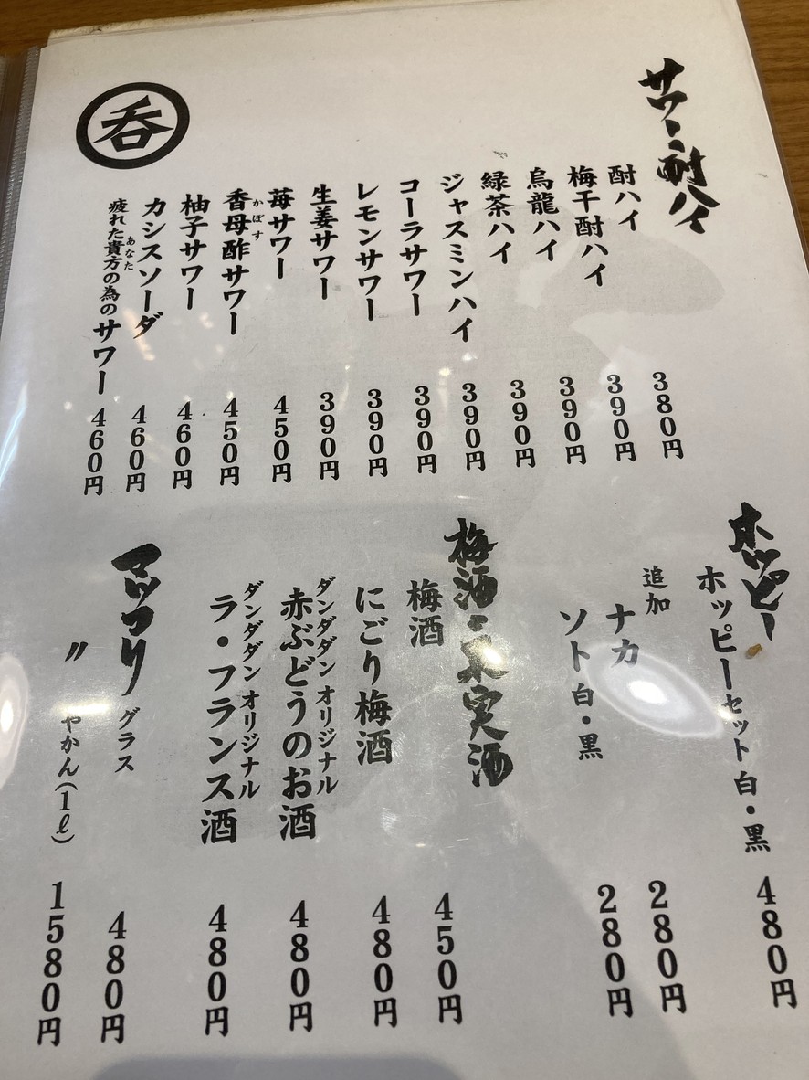 Dandadan Sakaba Eifukuchō menu 6