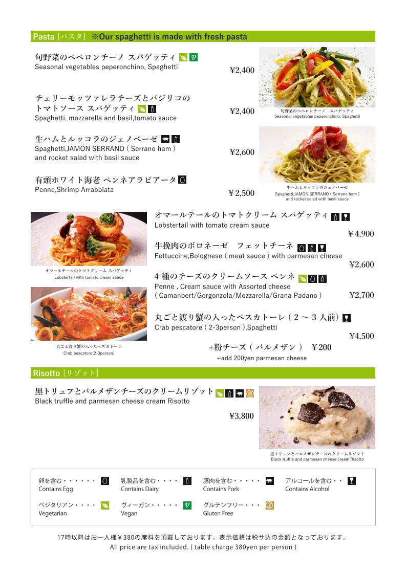 Italian Cuisine Incontro menu 5