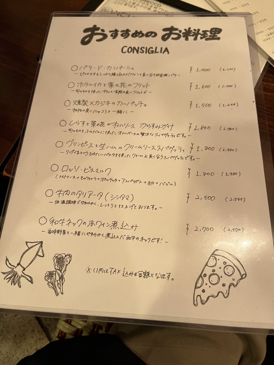 Lo Spazio menu 4
