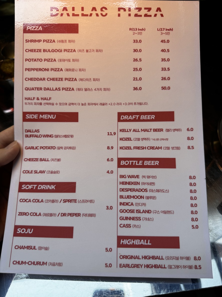 Dallas Pizza menu 1