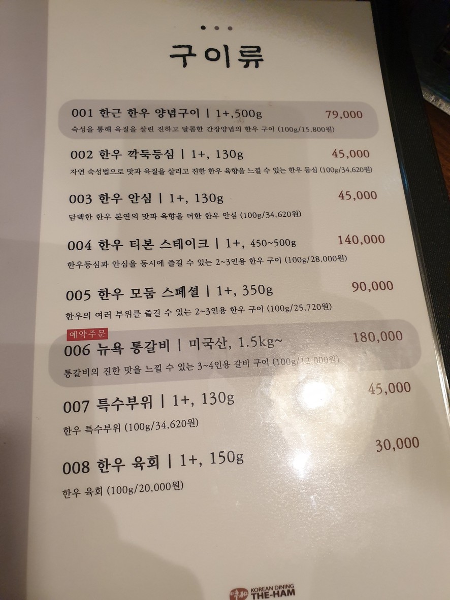 The Ham (为韩牛增添风味与格调) menu 1