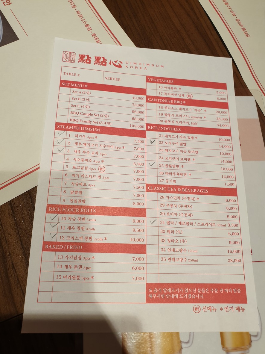 Dim Dim Sum Myeongdong menu 1