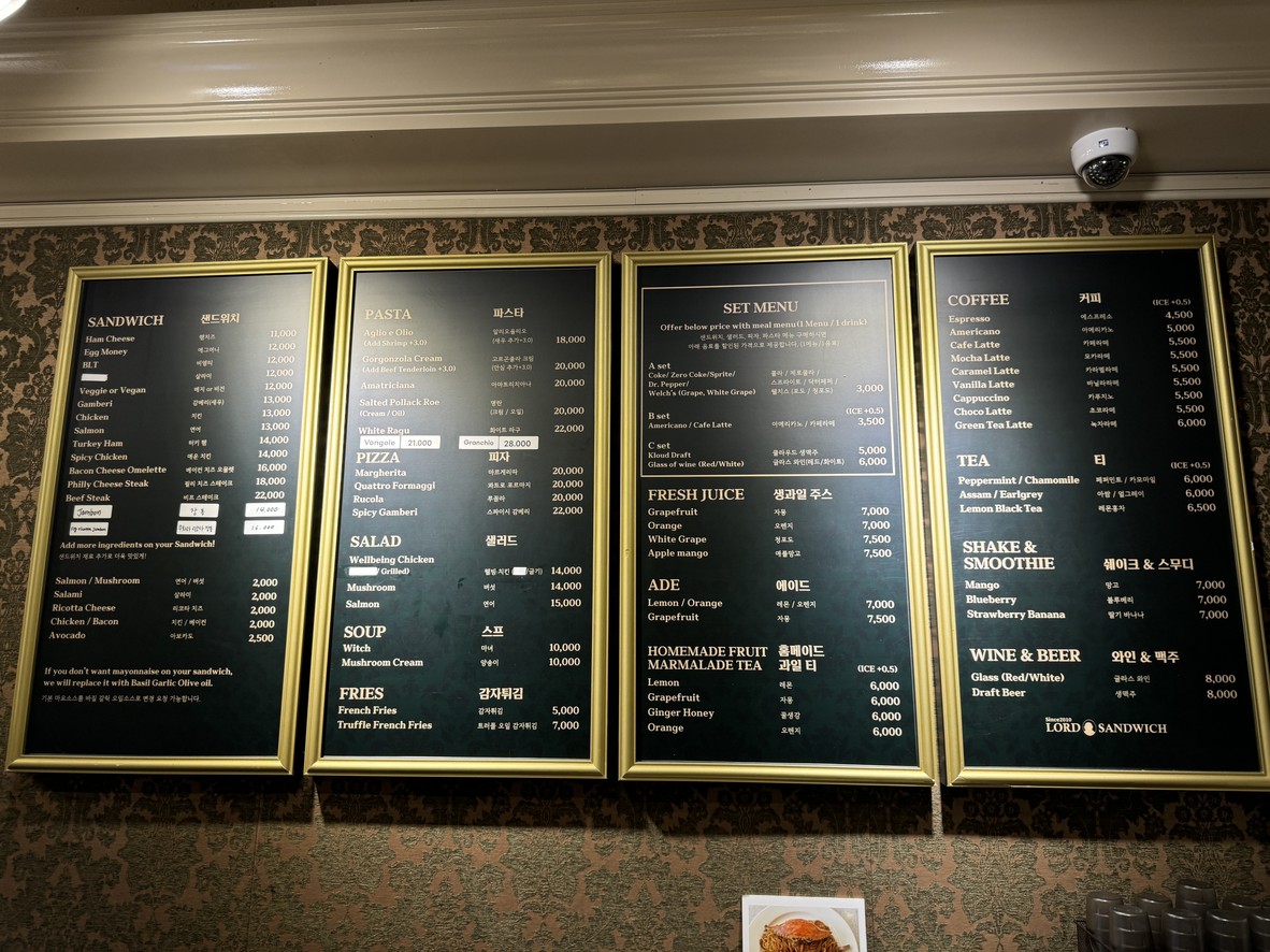 Lord Sandwich menu 1