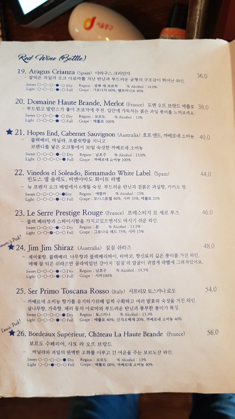 Euljirois Bar menu 5